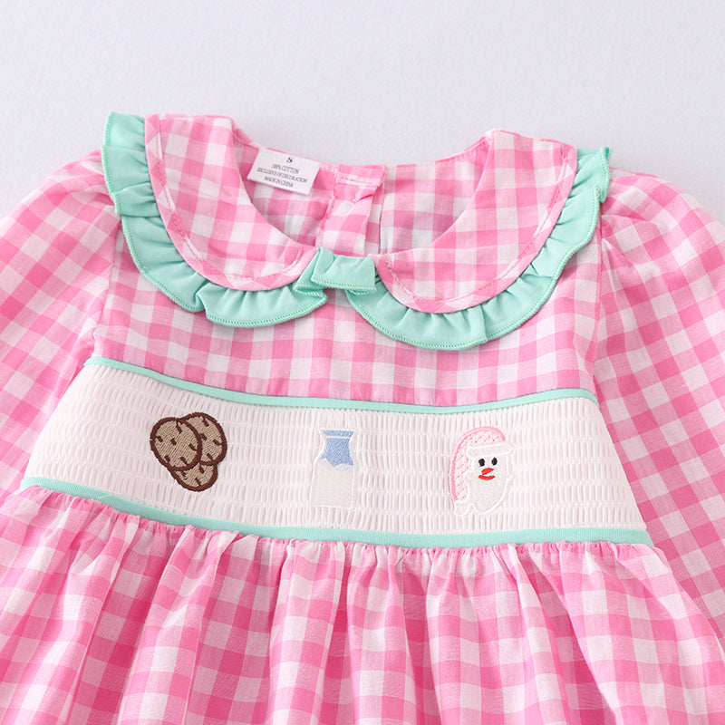 (In Stock L28-4-2)Girls Christmas Smocked Embroidery Outfit Set