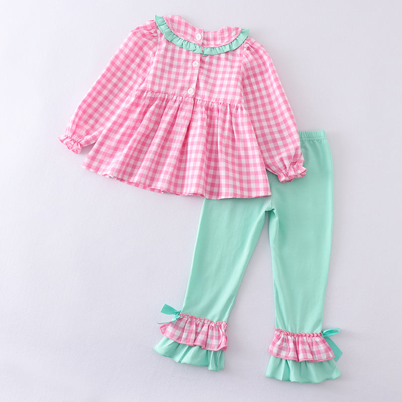 (In Stock L28-4-2)Girls Christmas Smocked Embroidery Outfit Set