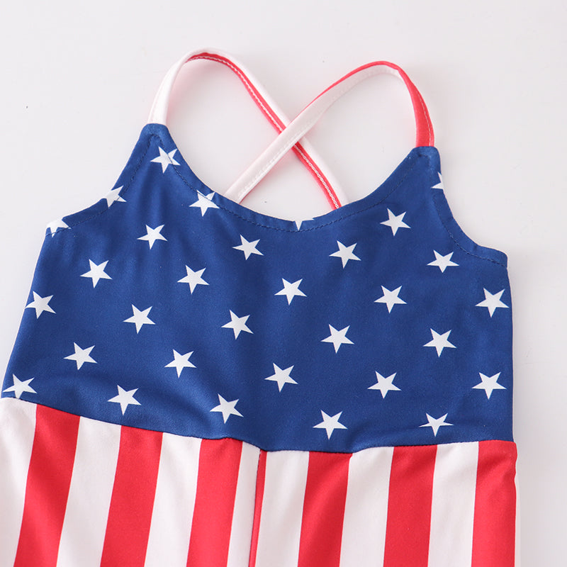 (In Stock)Girls Patriotic Stripe Jumpsuit