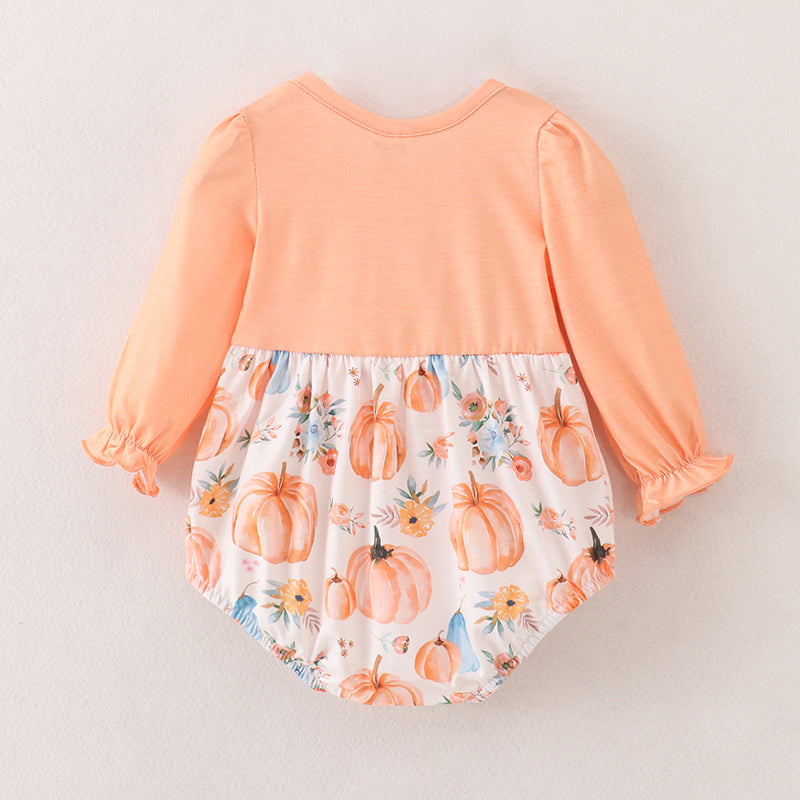 (In Stock A4-2-2)Baby Girls Halloween Pumpkin Print Romper