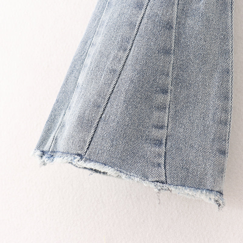 (In Stock A1-4-3)Girls Light Blue Elastic Jeans