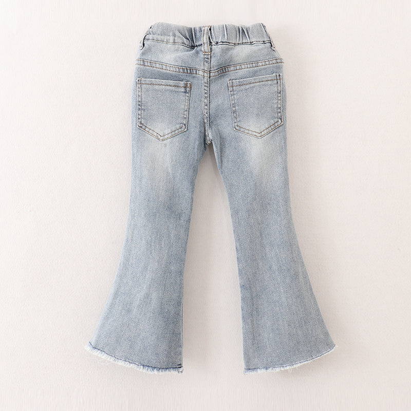 (In Stock A1-4-3)Girls Light Blue Elastic Jeans