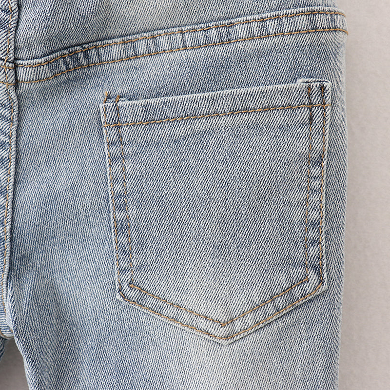 (In Stock A1-4-3)Girls Light Blue Elastic Jeans