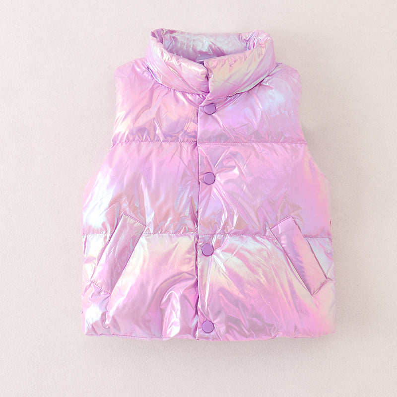 (In Stock A1-1-2)Girls Fall and Winter Laser Purple Down Vest