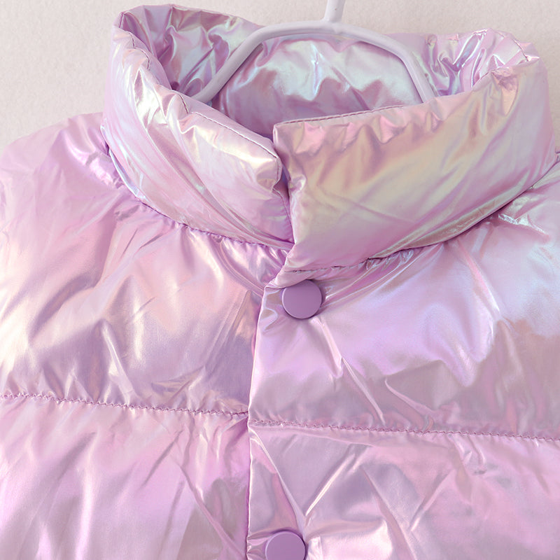 (In Stock A1-1-2)Girls Fall and Winter Laser Purple Down Vest