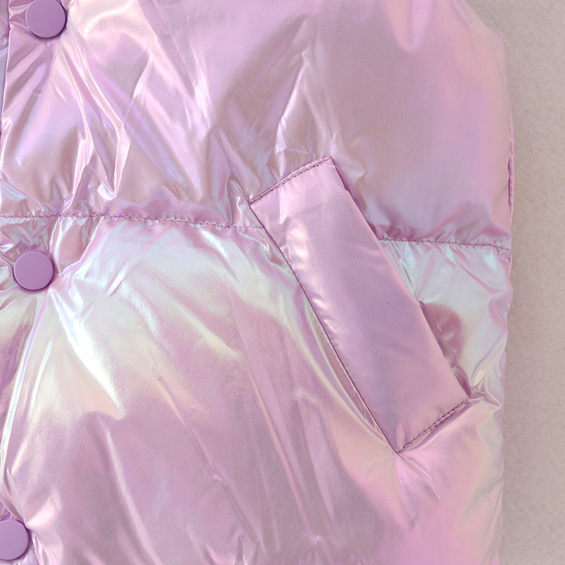 (In Stock A1-1-2)Girls Fall and Winter Laser Purple Down Vest