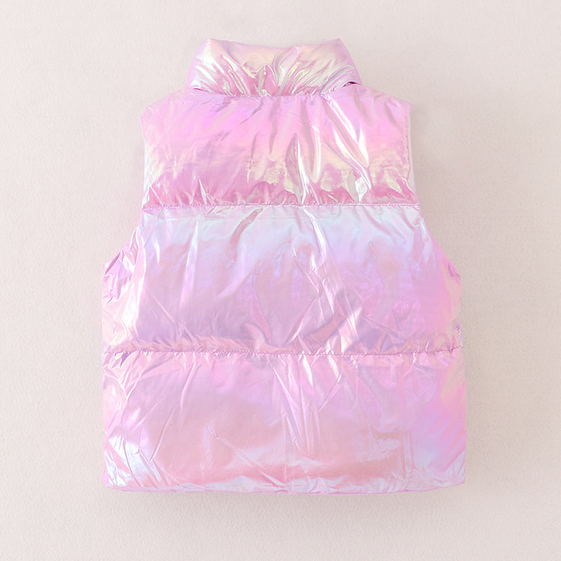 (In Stock A1-1-2)Girls Fall and Winter Laser Purple Down Vest