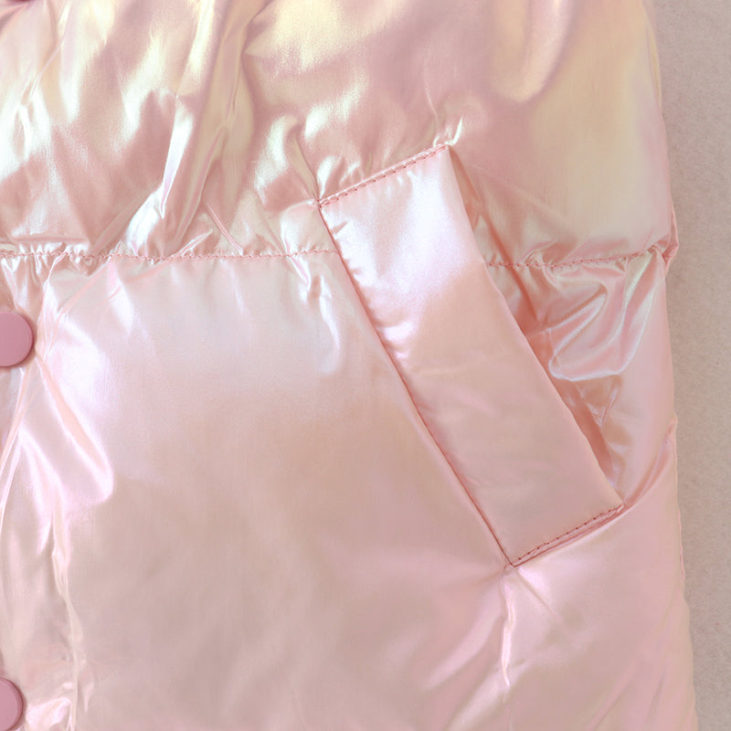 (In Stock A1-6-2)Girls Fall and Winter Laser Light Pink Down Vest