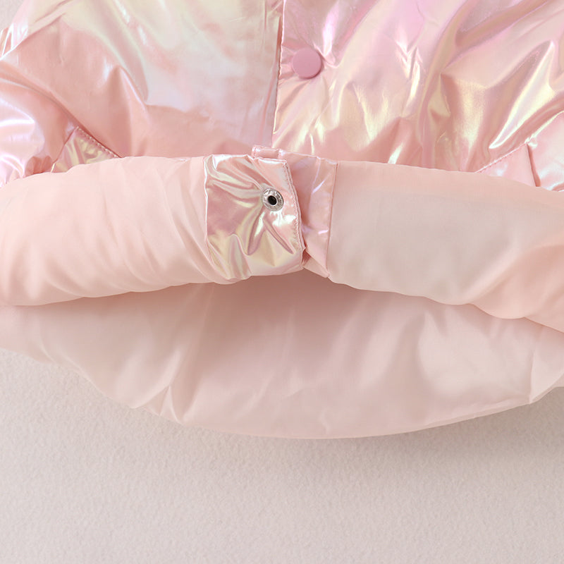 (In Stock A1-6-2)Girls Fall and Winter Laser Light Pink Down Vest