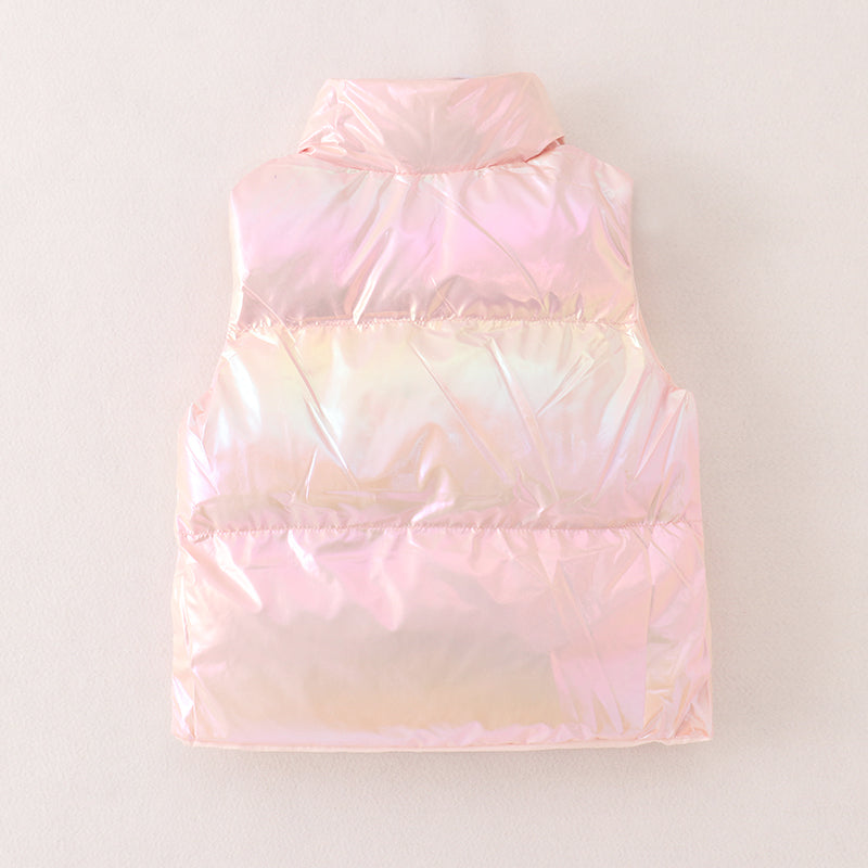 (In Stock A1-6-2)Girls Fall and Winter Laser Light Pink Down Vest