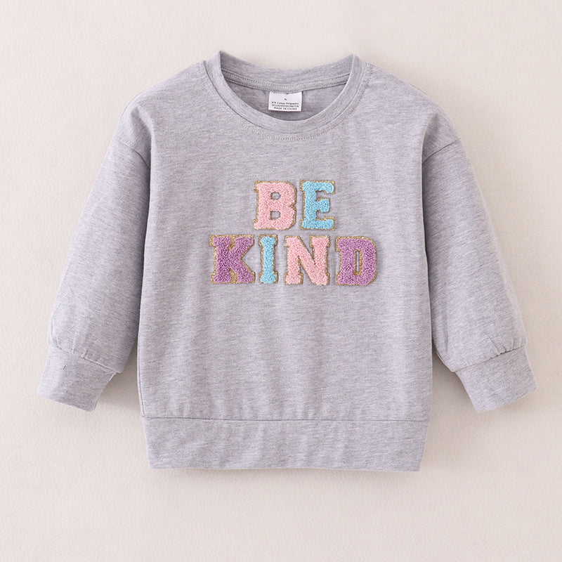 (In Stock A2-5-2)Mommy and Me BE KIND Chenille Patches Top