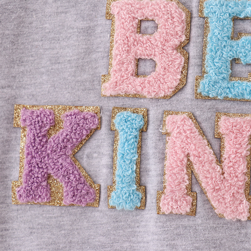 (In Stock A2-5-2)Mommy and Me BE KIND Chenille Patches Top