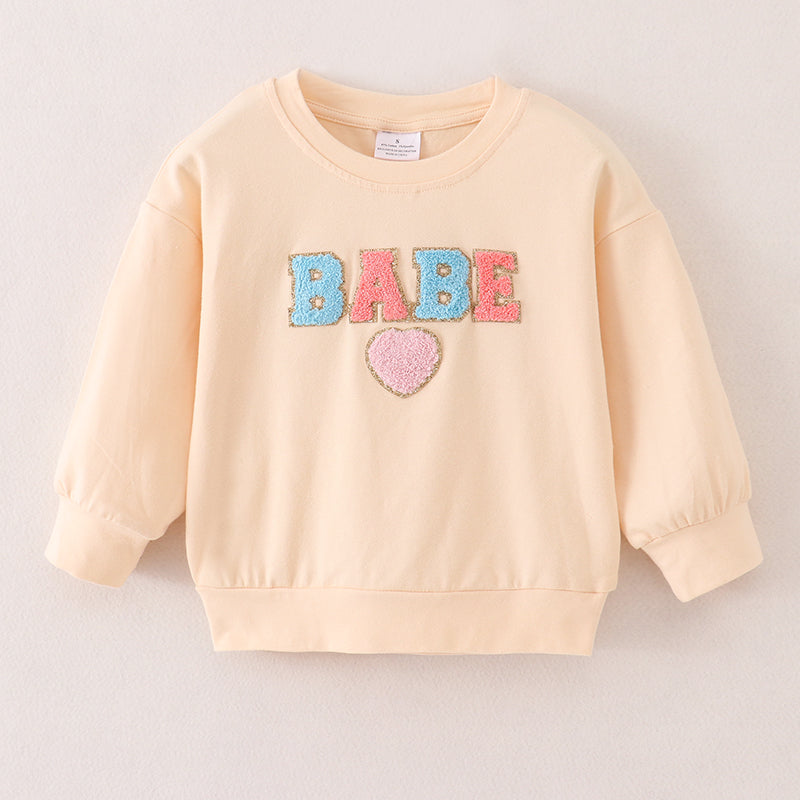 (In Stock A1-5-2)Mommy and Me BABE Chenille Patches Top