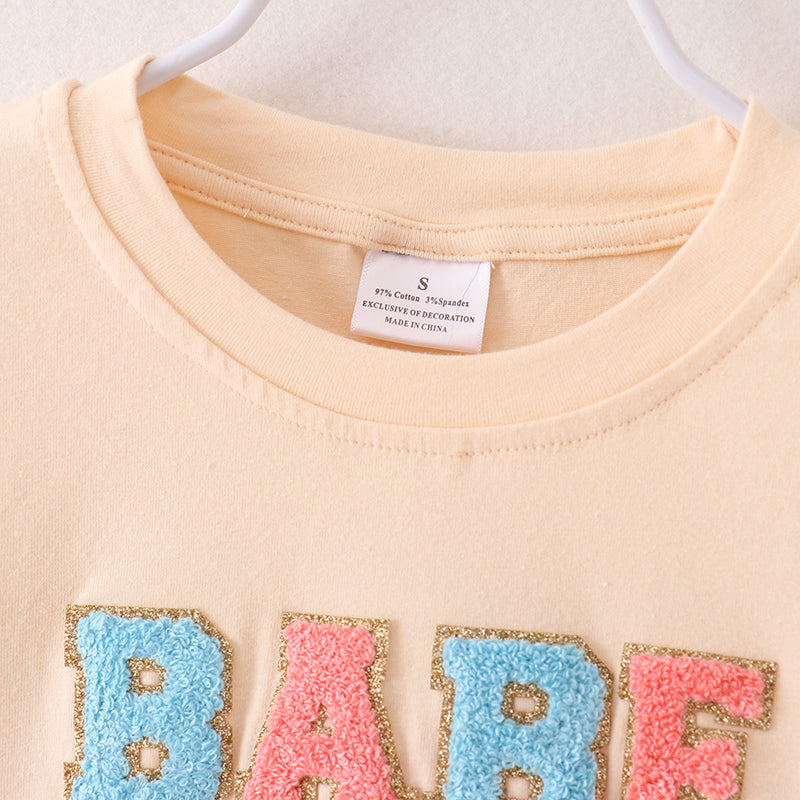 (In Stock A1-5-2)Mommy and Me BABE Chenille Patches Top