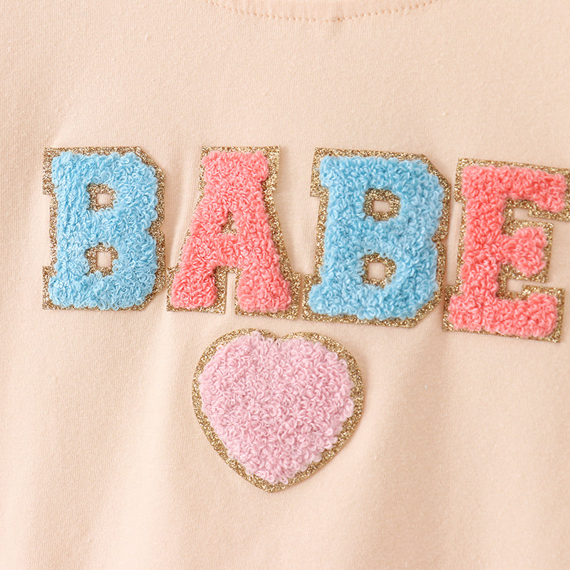 (In Stock A1-5-2)Mommy and Me BABE Chenille Patches Top