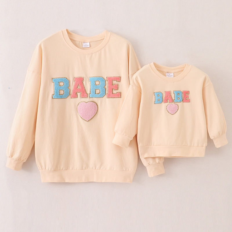(In Stock A1-5-2)Mommy and Me BABE Chenille Patches Top