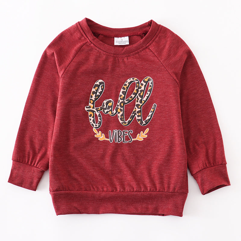 (In Stock Q07-05-02)Girls Fuchsia Fall Vibes Print Top