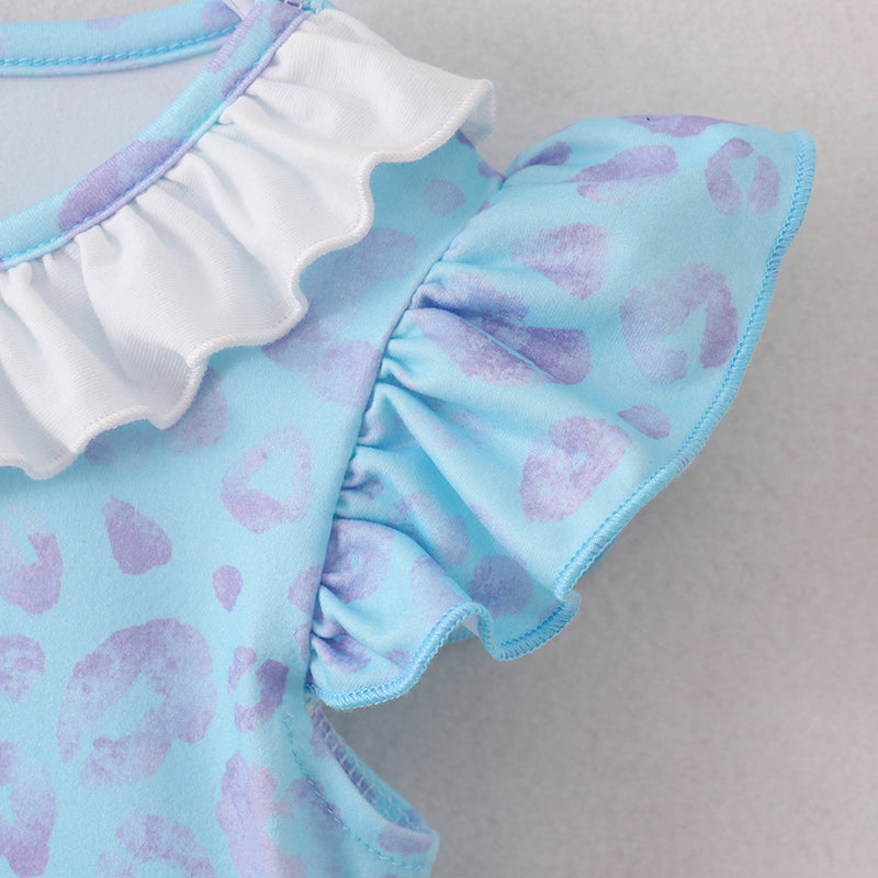 (In Stock)Girls Spring and Summer Blue Leopard Mermaid Dress