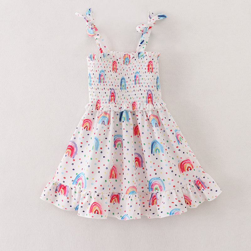 Rainbow Smocked Strap Dress