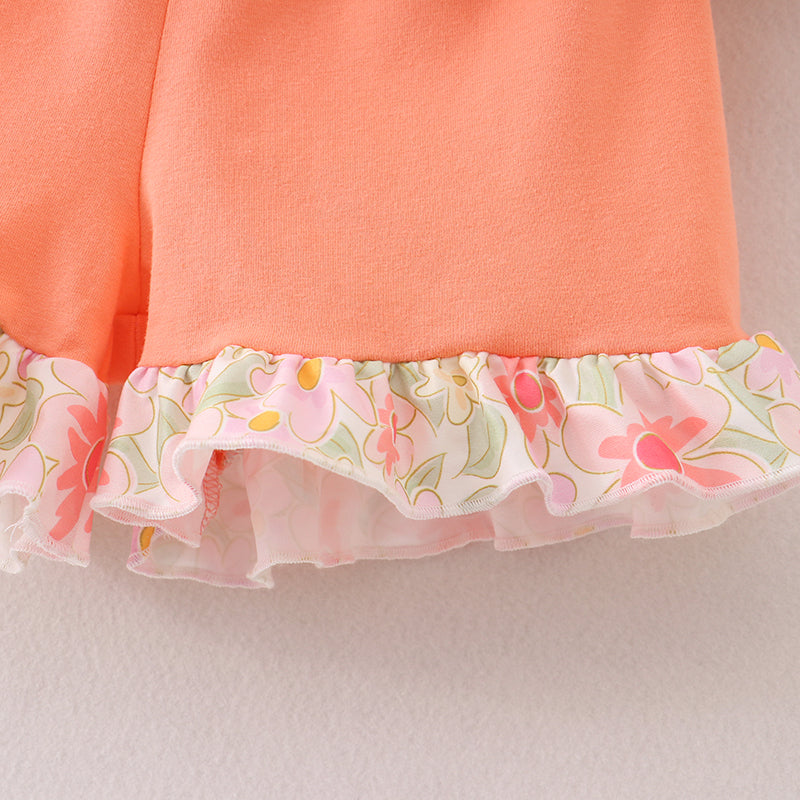 I Love MOM Embroidery Floral Girl Set