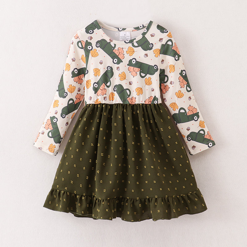 (In Stock E38-04-02)Girls Fall Cartoon Print Dress