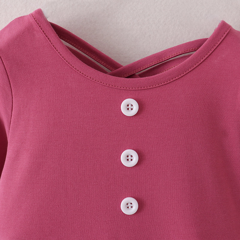 (In Stock E33-02-02)Girls Fall Plum Cotton Floral Dress