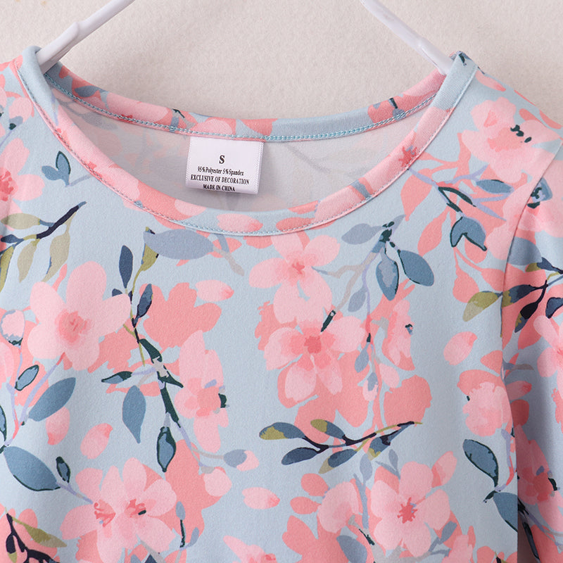 (In Stock E04-04-01 G08-01-02)Girls Fall Floral Print Pocket Dress