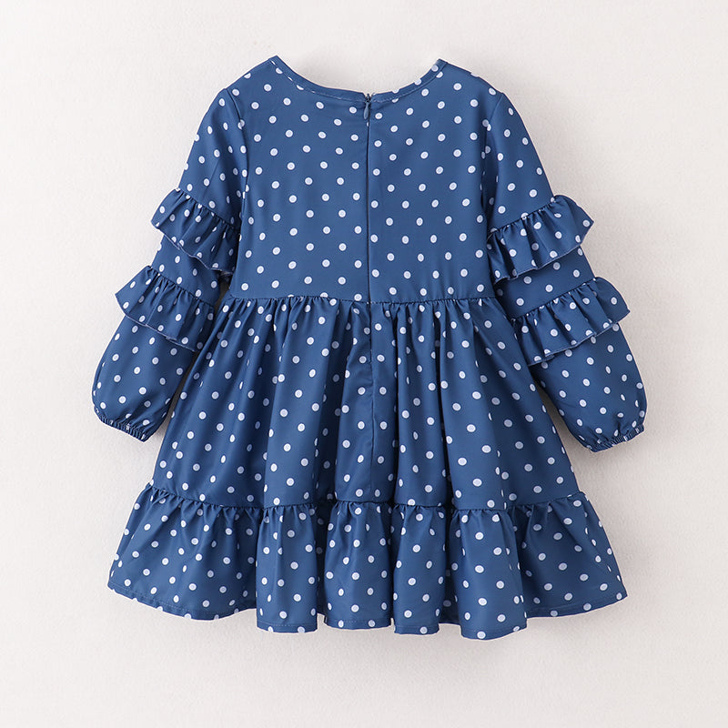 (In Stock E23-1-1)Mommy and Me Wave Point Print Chiffon Dress