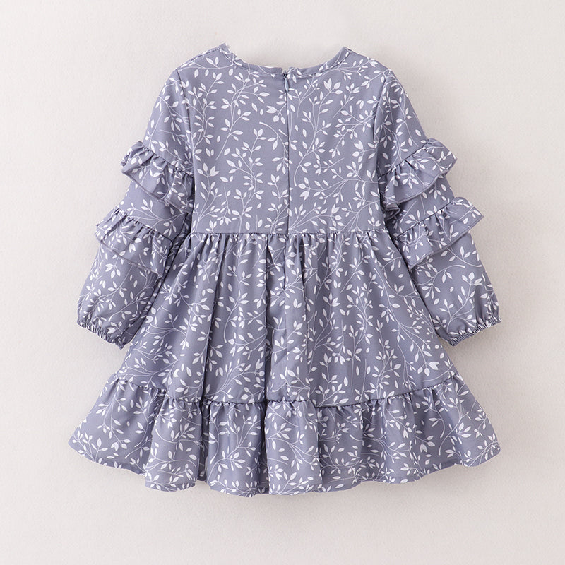 (In Stock E21-1-2)Mommy and Me Leaf Print Chiffon Dress