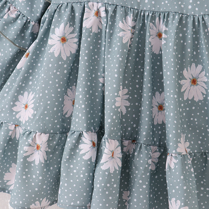 (In Stock E20-1-2)Mommy and Me Floral Print Chiffon Dress