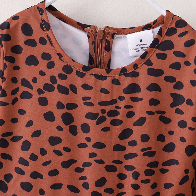 (In Stock E04-02-03 E04-01-01)Fall Mommy & Me Leopard Chiffon Dress