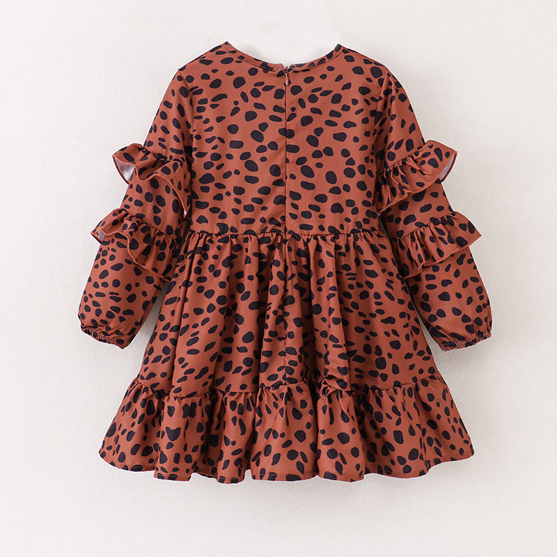 (In Stock E04-02-03 E04-01-01)Fall Mommy & Me Leopard Chiffon Dress