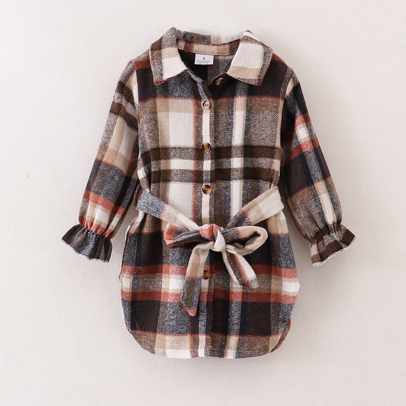 (In Stock E28-3-3)Mommy and Me Fall&Winter Flannel Plaid Shacket