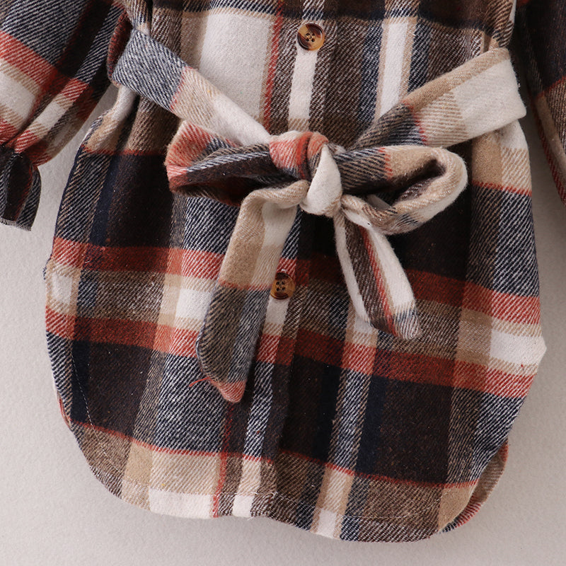 (In Stock E28-3-3)Mommy and Me Fall&Winter Flannel Plaid Shacket