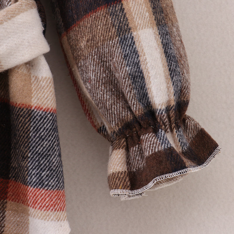 (In Stock E28-3-3)Mommy and Me Fall&Winter Flannel Plaid Shacket