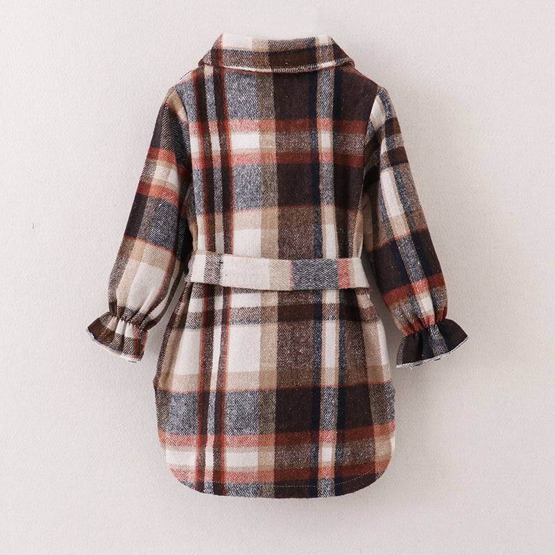 (In Stock E28-3-3)Mommy and Me Fall&Winter Flannel Plaid Shacket