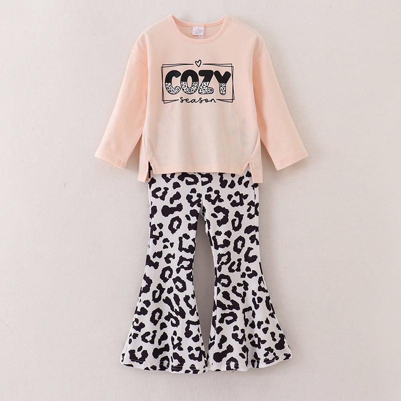(In Stock E5-3-1)Girls Leopard Print Outfit Set