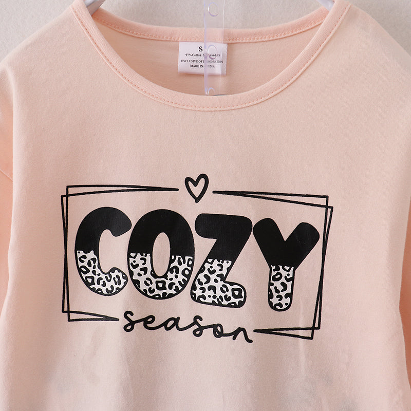 (In Stock E5-3-1)Girls Leopard Print Outfit Set