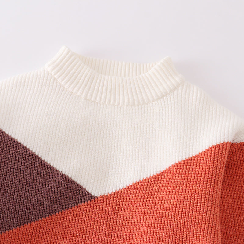 (In Stock Q07-04-02)Girls Fall Color Matching Sweater