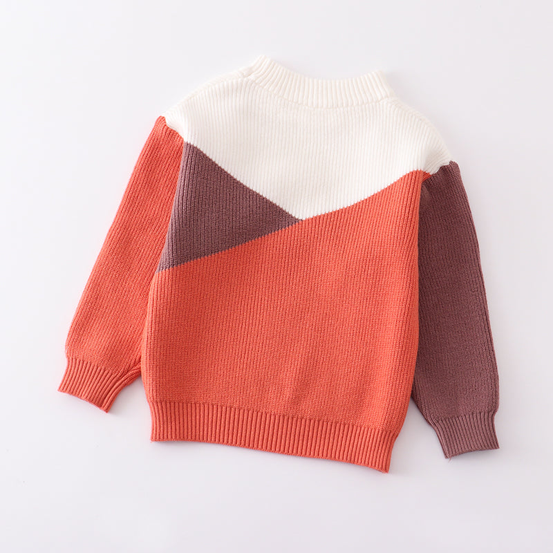 (In Stock Q07-04-02)Girls Fall Color Matching Sweater