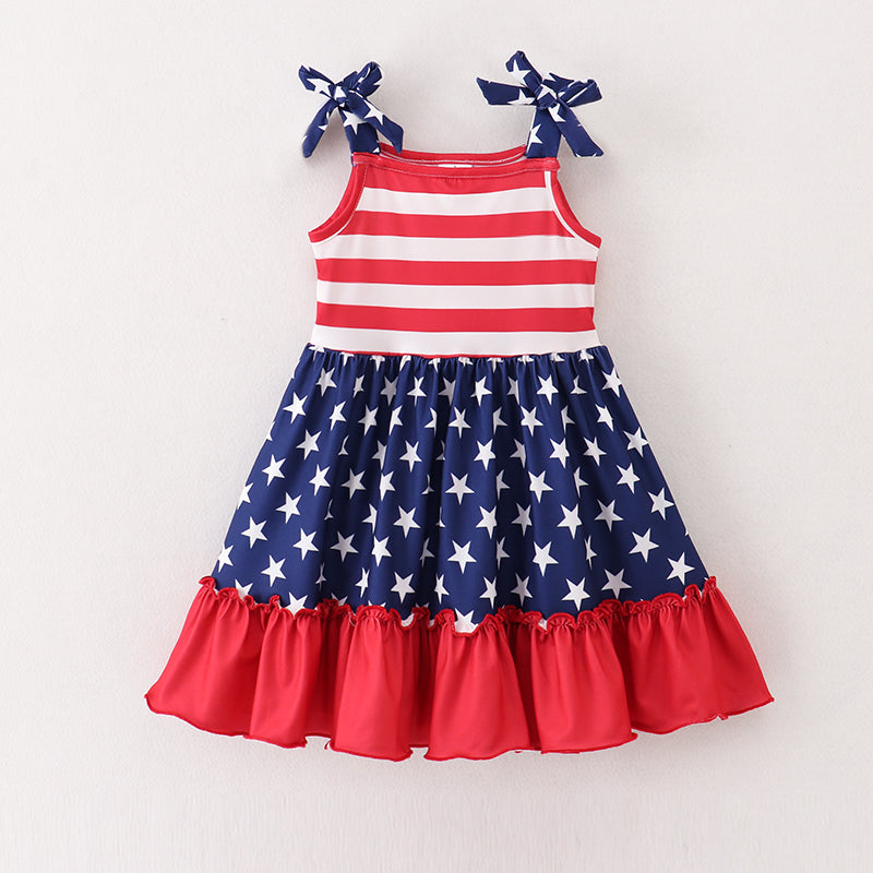 (In Stock)Girls Patriotic Print Slip Dress