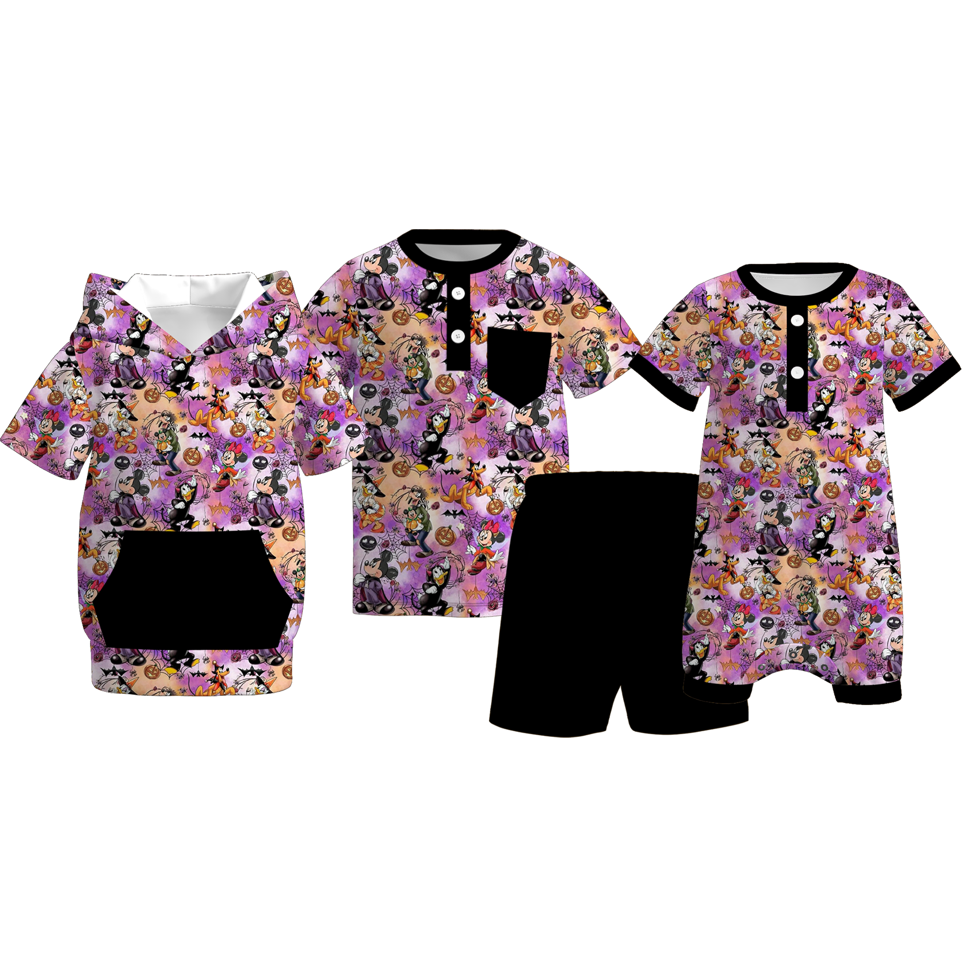 (Pre Order+Prepack Zone)Brothers Halloween Cartoon Print Top,Set&Romper
