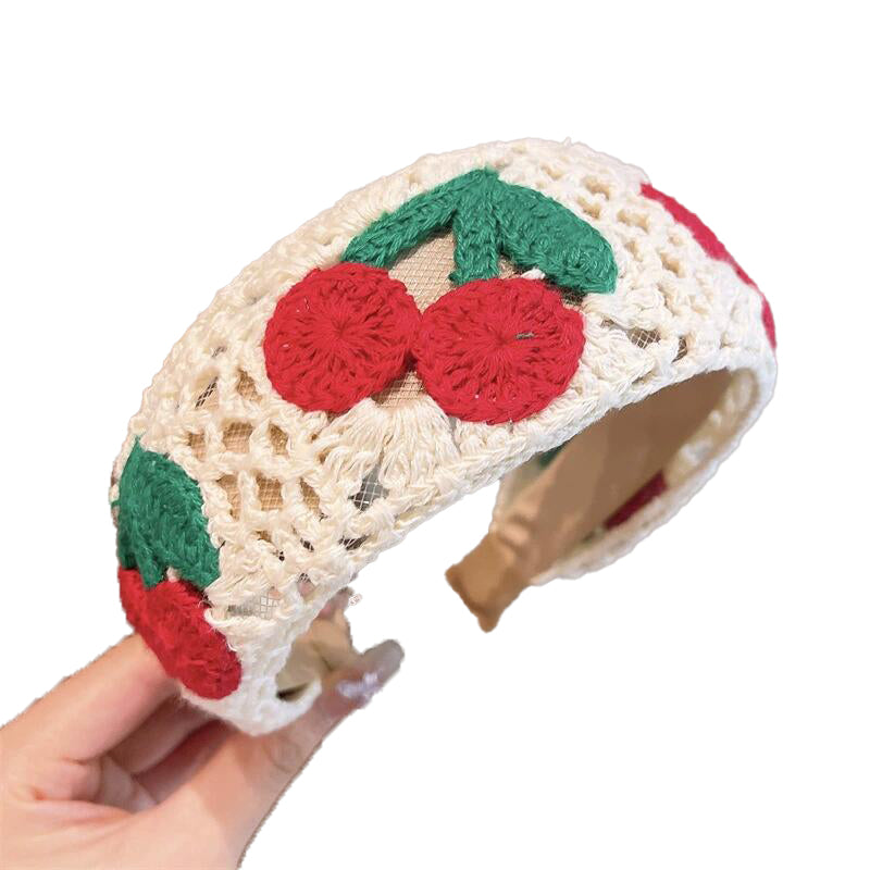 (Pre Order)Girls Knitted Floral Embroidery Headband