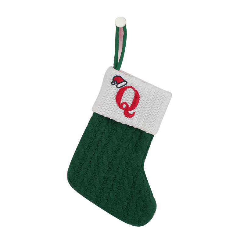 (Pre Order)Green Letter Wool Christmas Stocking Pendant