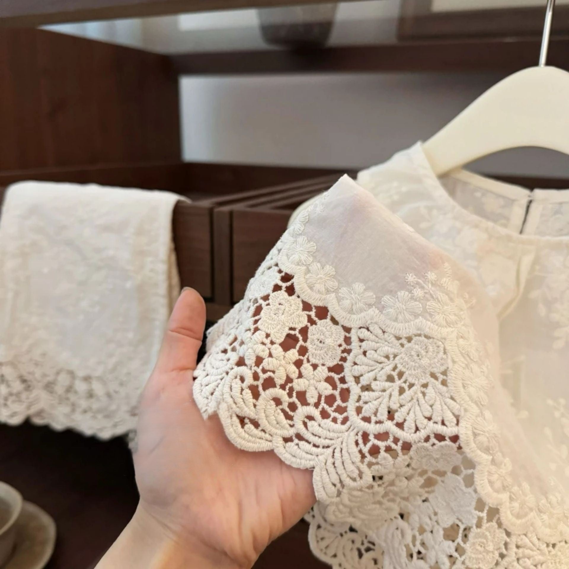 (In Production)Girls Spring&Summer Lace Embroidery Outfit Set