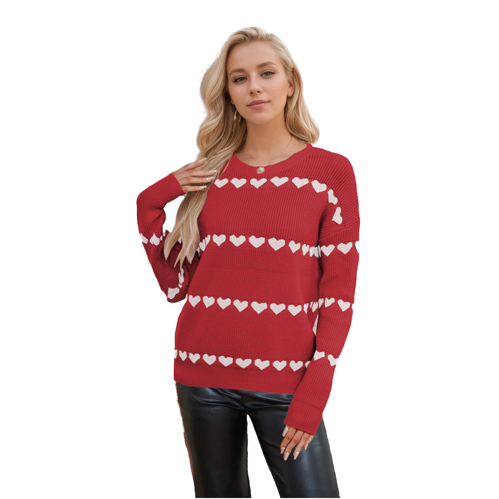 (Pre Order)Adults Valentine's Day love jacquard Crew-neck Sweater