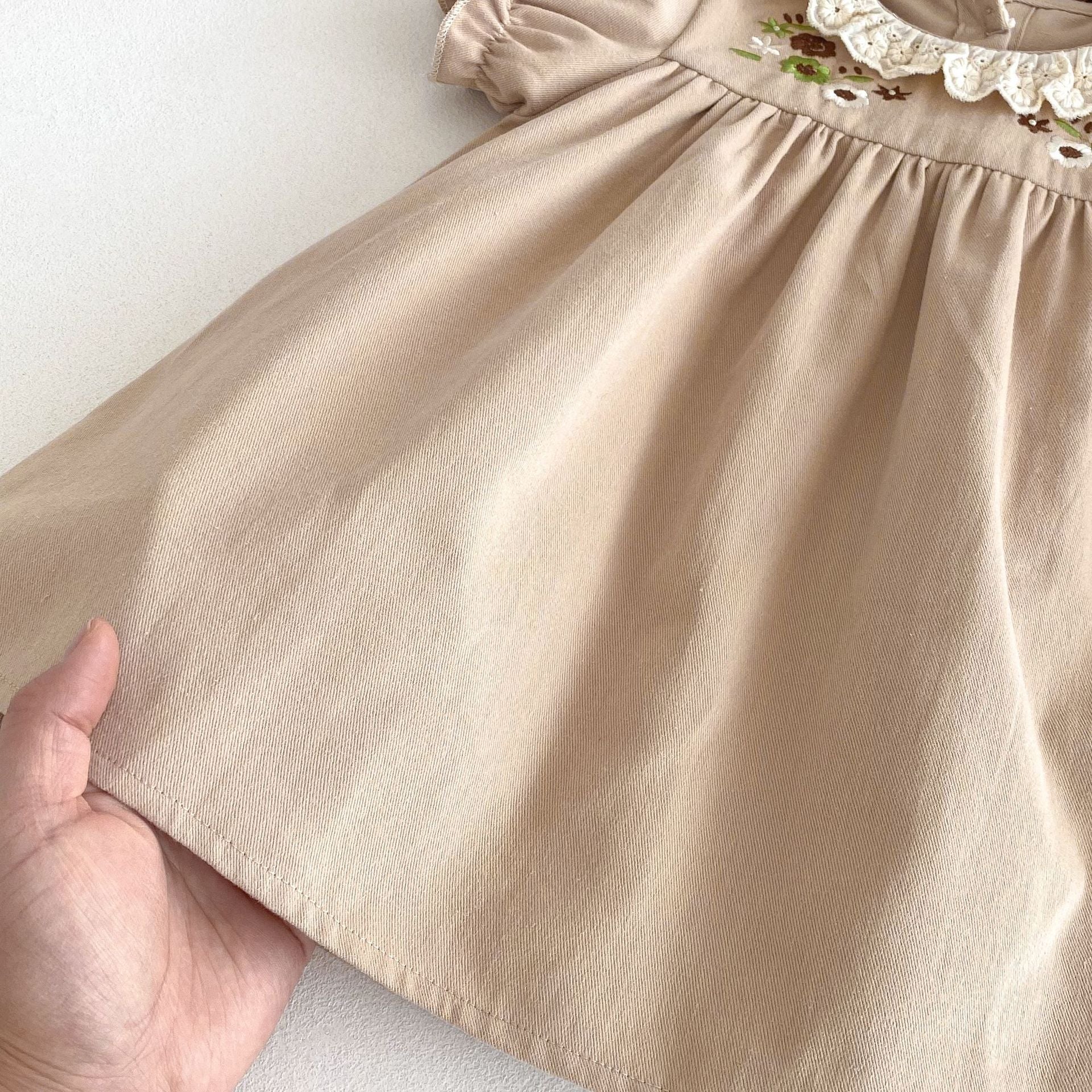 (In Production)Girls Fall Floral Embroidery Ruffle Dress