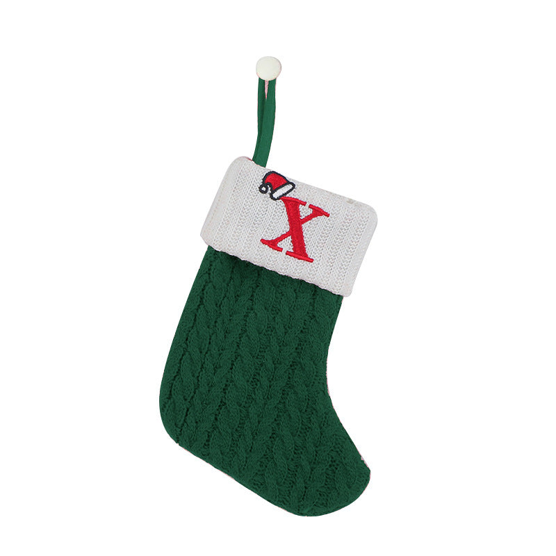 (Pre Order)Green Letter Wool Christmas Stocking Pendant