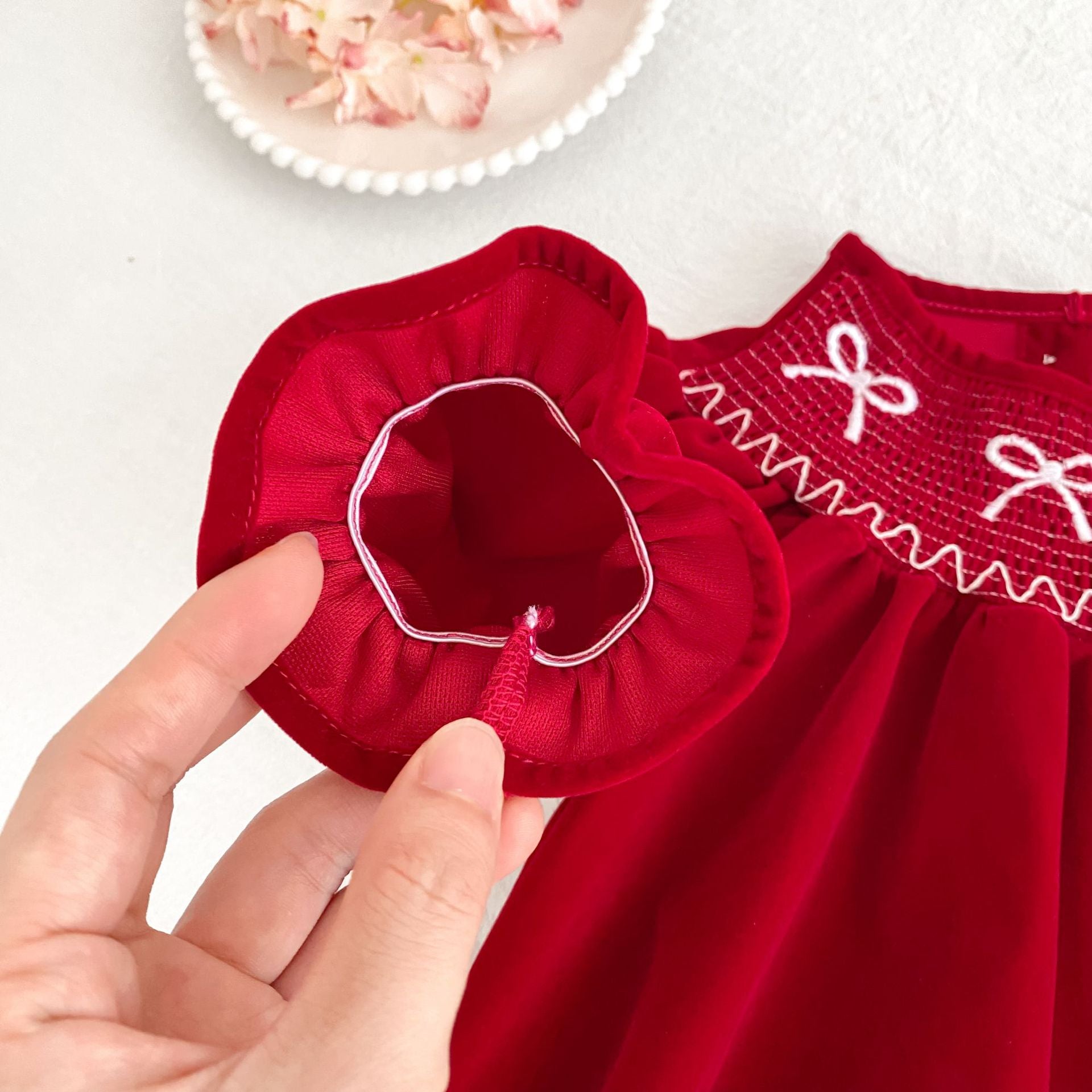 (Pre Order 2 Weeks)Sisters Bow Embroidery Smocked Dress&Romper