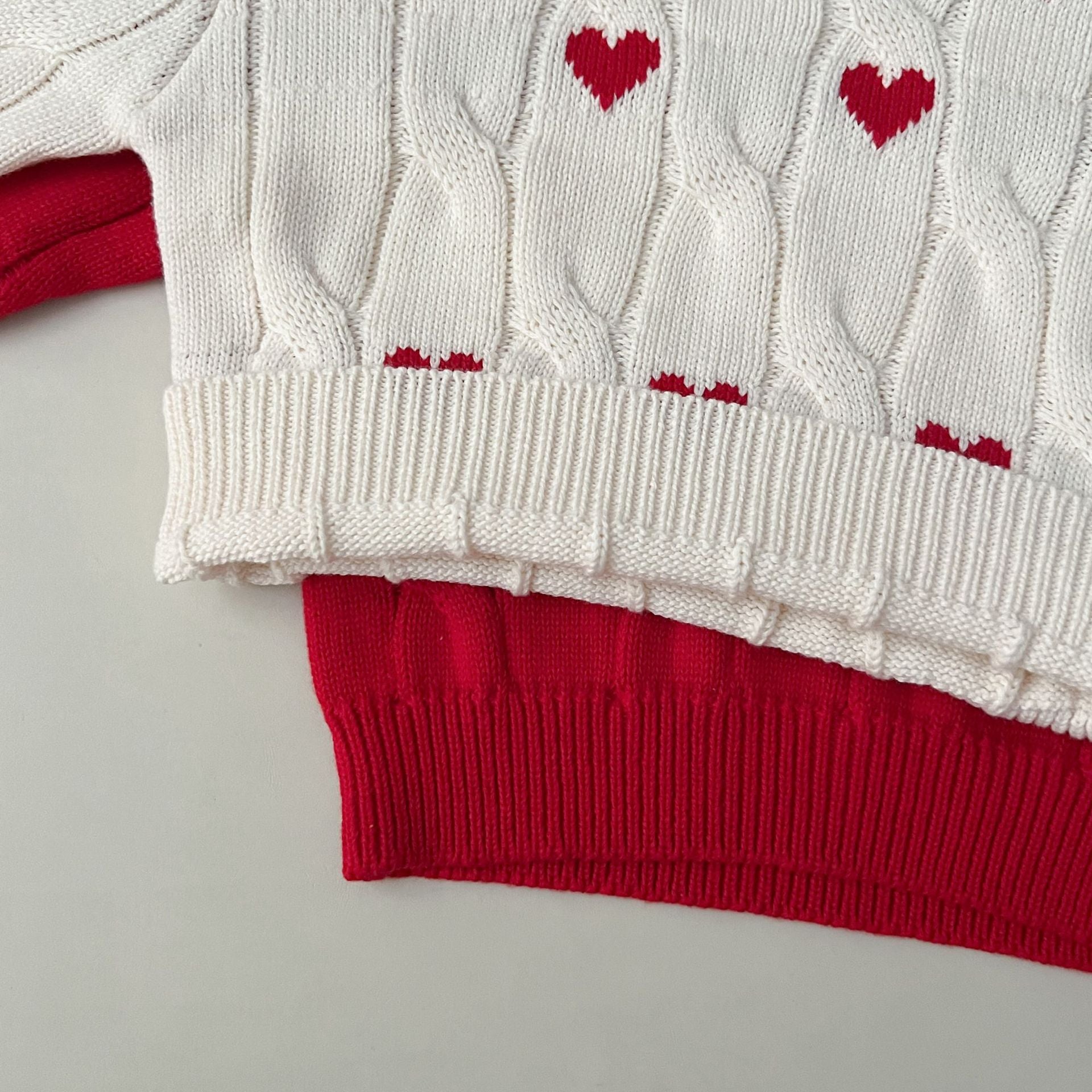 (Pre Order)Girls Valentine's Day Love Jacquard Twist Sweater